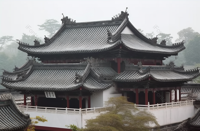 飞檐中式古建筑景观图,高清,摄影图,摄影图片,图片大全,摄影图免费下载